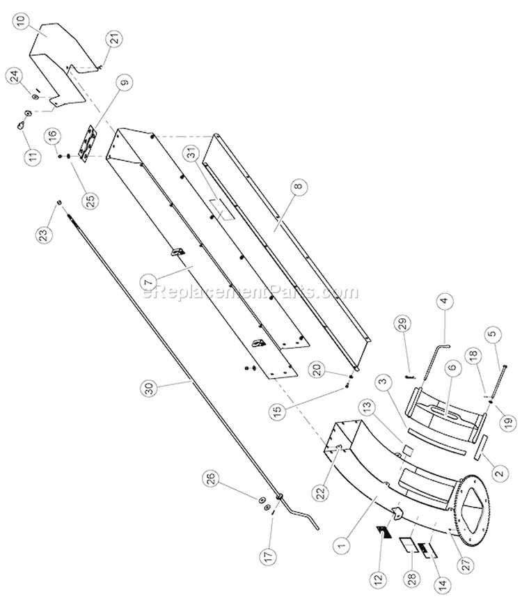 75863-00áDischargeáChuteáAssembly Diagram and Parts List for CH1238DH  Bear Cat Chipper Shredder
